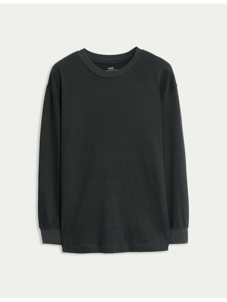 Marks & Spencer Einfarbiges Langarmshirt aus reiner Baumwolle (6–16 Jahre) Marks & Spencer grau