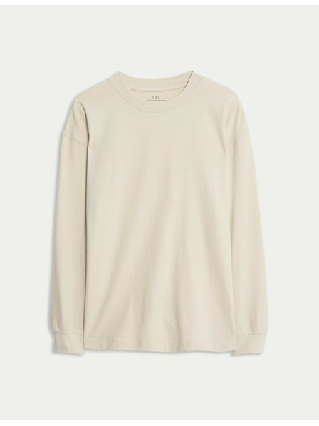 Marks & Spencer Einfarbiges Langarmshirt aus reiner Baumwolle (6–16 Jahre) Marks & Spencer creme