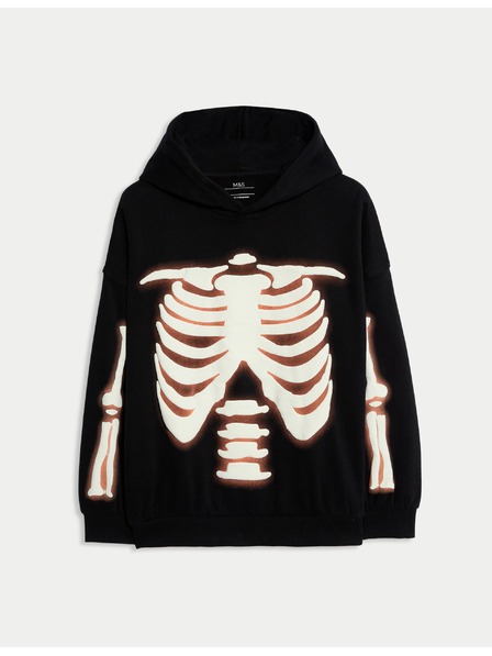 Marks & Spencer Skeleton Kapuzenpullover mit hohem Baumwollanteil (6-16 Jahre) Marks & Spencer schwarz