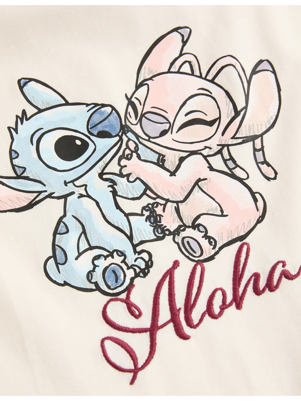 Marks & Spencer Lilo & Stitch™ T-Shirt aus reiner Baumwolle (6–16 Jahre) Marks & Spencer cremeweiß
