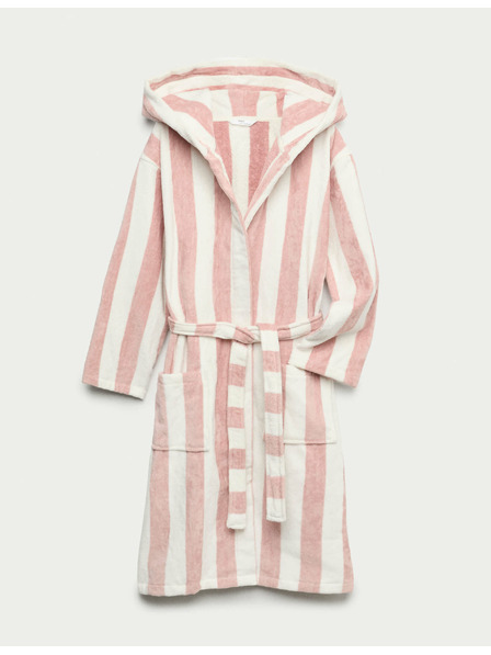 Marks & Spencer Gestreifter Bademantel mit Kapuze, aus reiner Baumwolle (9 Monate – 10 Jahre) Marks & Spencer rosa