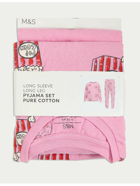 Marks & Spencer Schlafanzug aus reiner Baumwolle mit Popcorn-Motiv (1–16 Jahre) Marks & Spencer rosa