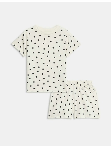 Marks & Spencer Gepunktetes Pyjama aus reiner Baumwolle (1-16 Jahre) Marks & Spencer cremeweiß