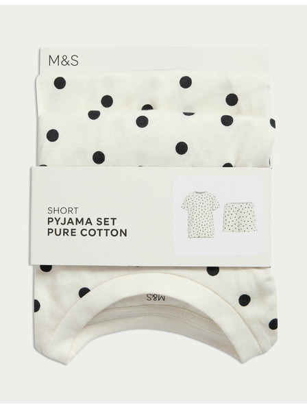Marks & Spencer Gepunktetes Pyjama aus reiner Baumwolle (1-16 Jahre) Marks & Spencer cremeweiß
