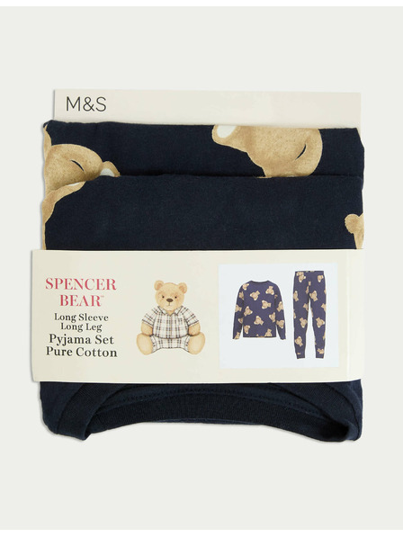 Marks & Spencer Pyjama aus reiner Baumwolle mit Spencer Bear™-Motiv (1-16 Jahre) Marks & Spencer marineblau