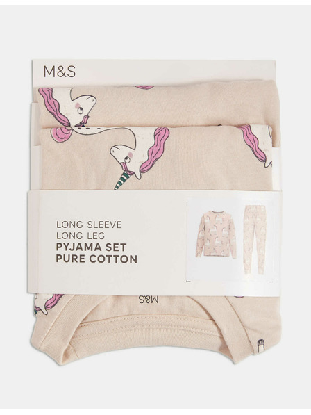 Marks & Spencer Pyjama aus reiner Baumwolle mit Einhorn-Aufdruck (12 Monate - 8 Jahre) Marks & Spencer cremeweiß