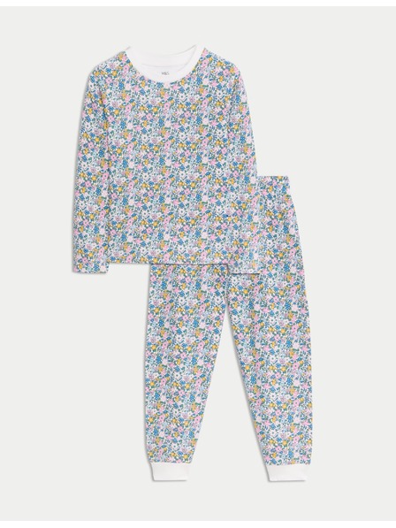Marks & Spencer Pyjama aus reiner Baumwolle mit Blumenmuster (12 Monate - 16 Jahre) Marks & Spencer cremeweiß