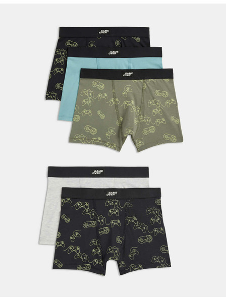 Marks & Spencer Stretchbaumwoll-Boxershorts mit Spielmotiv, 5 Stück im Set (5–16 Jahre) Marks & Spencer mehrfarbig