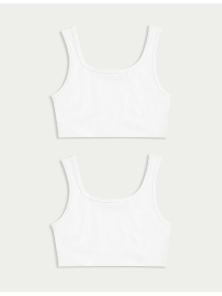 Marks & Spencer Nahtlose kurze gerippte Tops mit Rundhalsausschnitt (6–16 Jahre), 2 Stück Marks & Spencer weiß