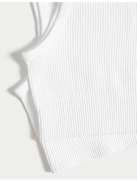 Marks & Spencer Nahtlose kurze gerippte Tops mit Rundhalsausschnitt (6–16 Jahre), 2 Stück Marks & Spencer weiß