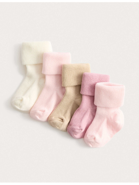 Marks & Spencer Gerippte Kinderstrümpfe mit hohem Baumwollanteil (0–2 Jahre), 5 Paar im Set Marks & Spencer mehrfarbig