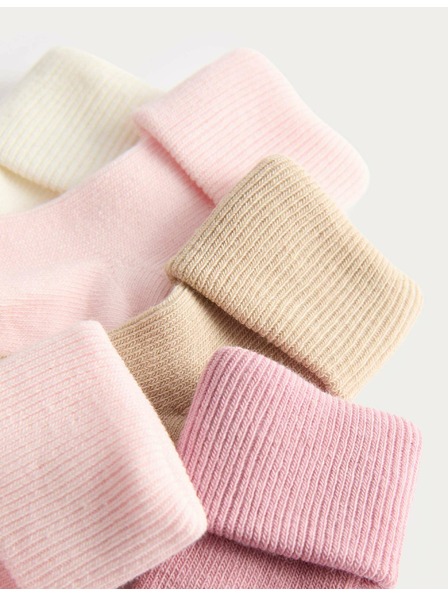 Marks & Spencer Gerippte Kinderstrümpfe mit hohem Baumwollanteil (0–2 Jahre), 5 Paar im Set Marks & Spencer mehrfarbig
