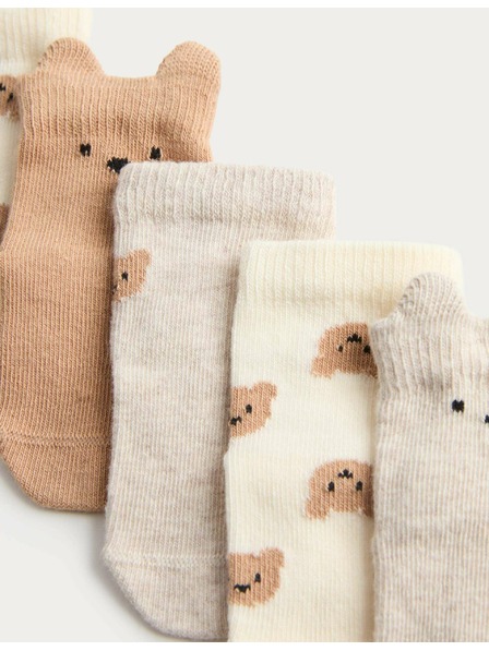 Marks & Spencer 5er-Pack Kindersocken Spencer Bear mit hohem Baumwollanteil (0–3 Jahre) Marks & Spencer mehrfarbig