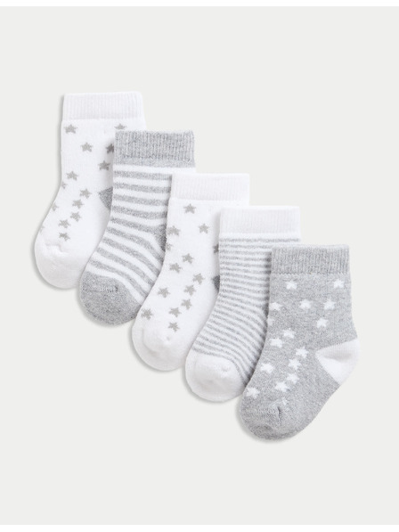 Marks & Spencer Frottee-Socken mit hohem Baumwollanteil und Sternen (0–2 Jahre), 5er-Pack Marks & Spencer grau
