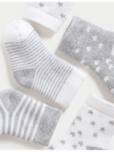 Marks & Spencer Frottee-Socken mit hohem Baumwollanteil und Sternen (0–2 Jahre), 5er-Pack Marks & Spencer grau