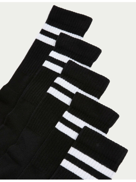 Marks & Spencer Gestreifte Sport-Socken mit hohem Baumwollanteil, 5er-Pack Marks & Spencer schwarz