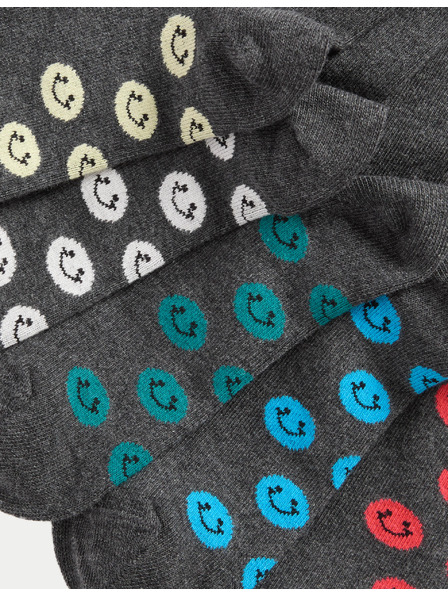 Marks & Spencer Schulsocken mit hohem Baumwollanteil und Smileys, 5er-Pack (Gr. 6 klein – 7 groß) Marks & Spencer grau