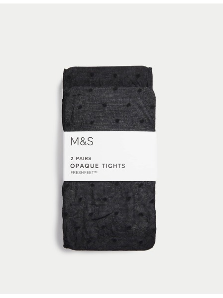 Marks & Spencer 2er-Set undurchsichtige Punkte-Strumpfhosen (2–14 Jahre) Marks & Spencer schwarz