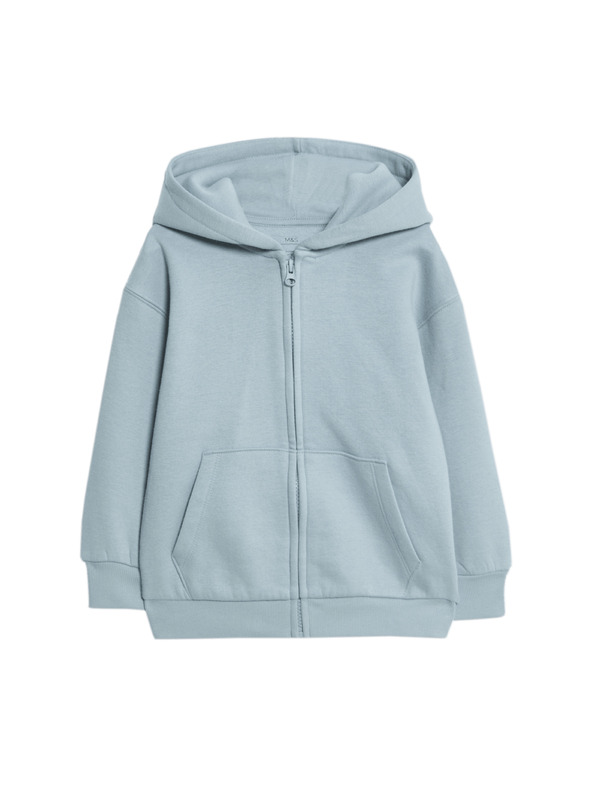 Marks & Spencer Sweatjacke mit Kapuze und Reißverschluss, mit hohem Baumwollanteil (2–8 Jahre) Marks & Spencer blau