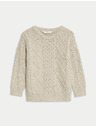 Marks & Spencer Strickpullover mit Strickmuster aus hochprozentualer Baumwolle (2-8 Jahre) Marks & Spencer cremeweiß