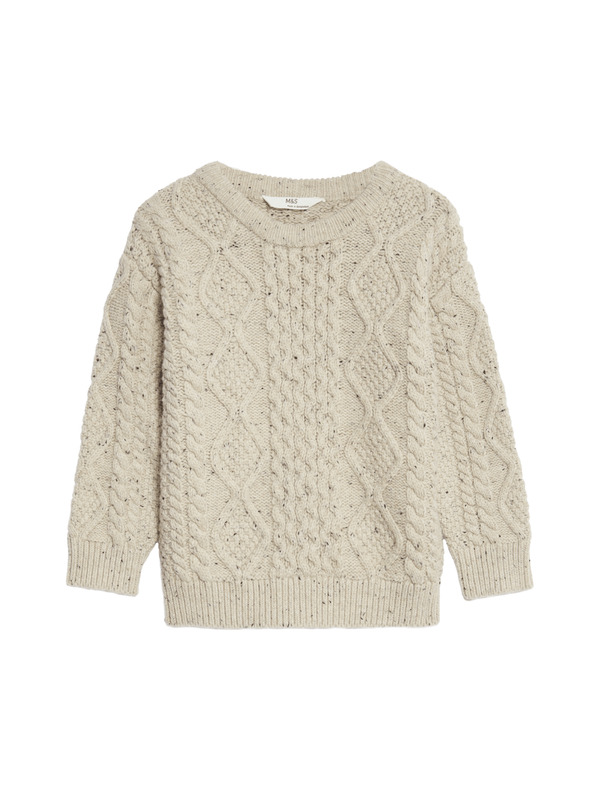 Marks & Spencer Strickpullover mit Strickmuster aus hochprozentualer Baumwolle (2-8 Jahre) Marks & Spencer cremeweiß