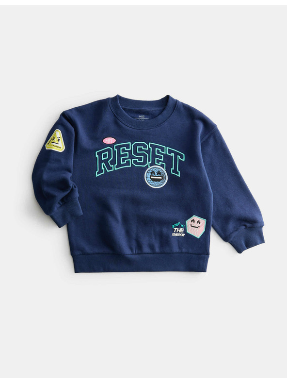 Marks & Spencer Grafik-Sweatshirt mit hohem Baumwollanteil (2–8 Jahre) Marks & Spencer marineblau