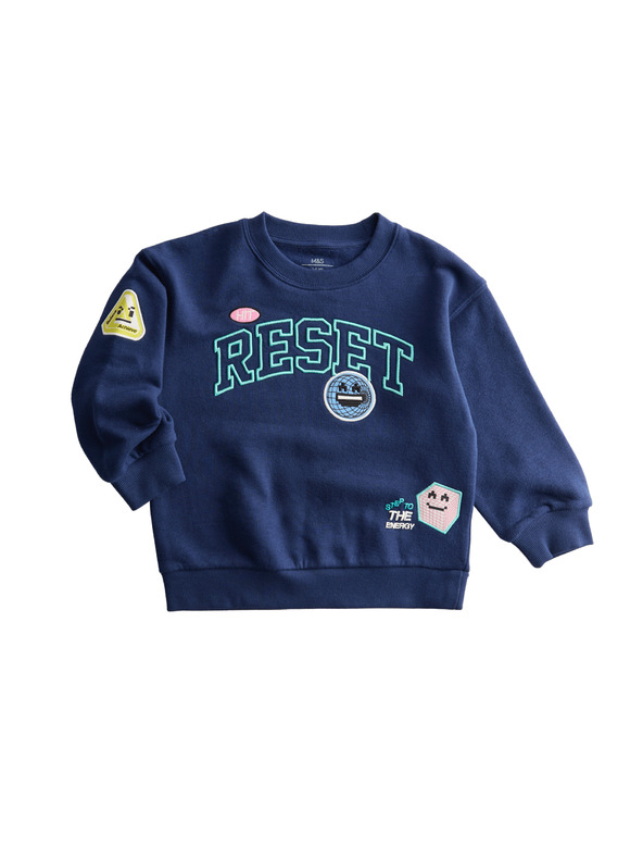 Marks & Spencer Grafik-Sweatshirt mit hohem Baumwollanteil (2–8 Jahre) Marks & Spencer marineblau