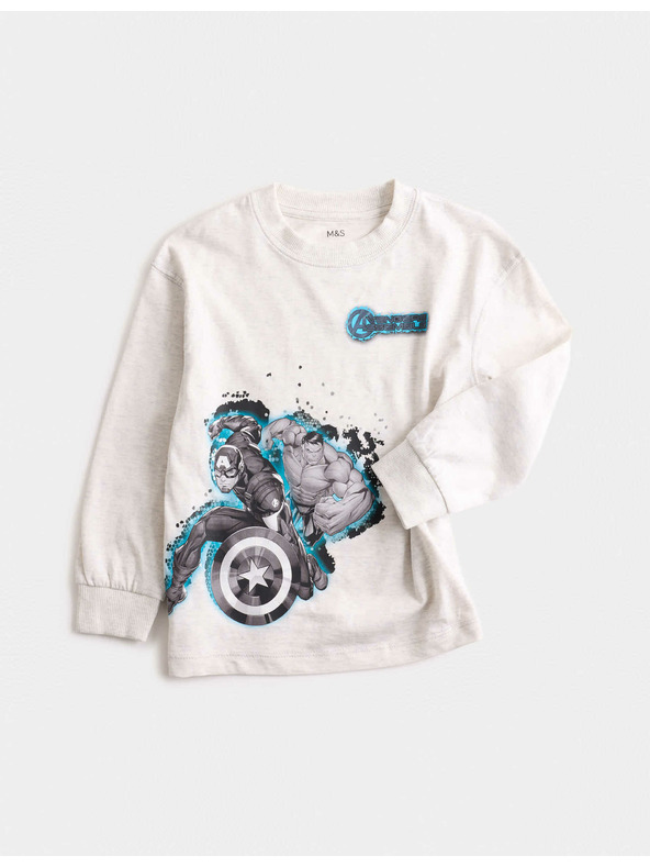 Marks & Spencer Top aus reiner Baumwolle Marvel™ Avengers™ (2-8 Jahre) Marks & Spencer grau