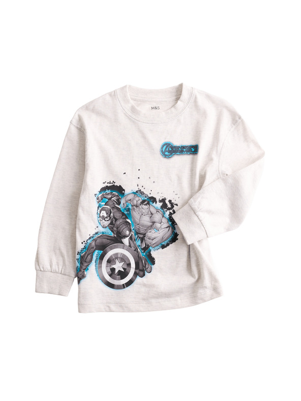 Marks & Spencer Top aus reiner Baumwolle Marvel™ Avengers™ (2-8 Jahre) Marks & Spencer grau