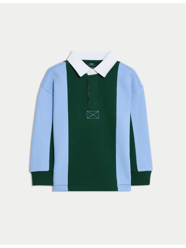 Marks & Spencer Gestreiftes Sporthemd mit hohem Baumwollanteil (2–8 Jahre) Marks & Spencer grün