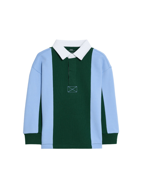 Marks & Spencer Gestreiftes Sporthemd mit hohem Baumwollanteil (2–8 Jahre) Marks & Spencer grün
