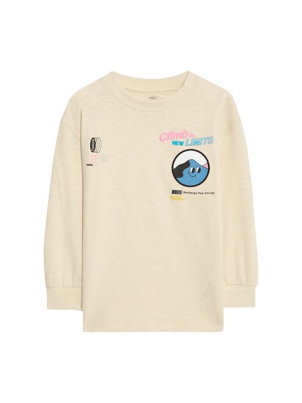 Marks & Spencer T-Shirt mit Grafik aus reiner Baumwolle (2-8 Jahre) Marks & Spencer grau