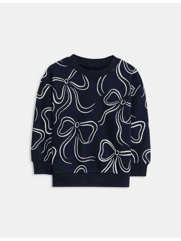 Marks & Spencer Hoodie mit hohem Baumwollanteil und Kunstpelz mit Schmetterlingsdruck (2–8 Jahre) Marks & Spencer marineblau