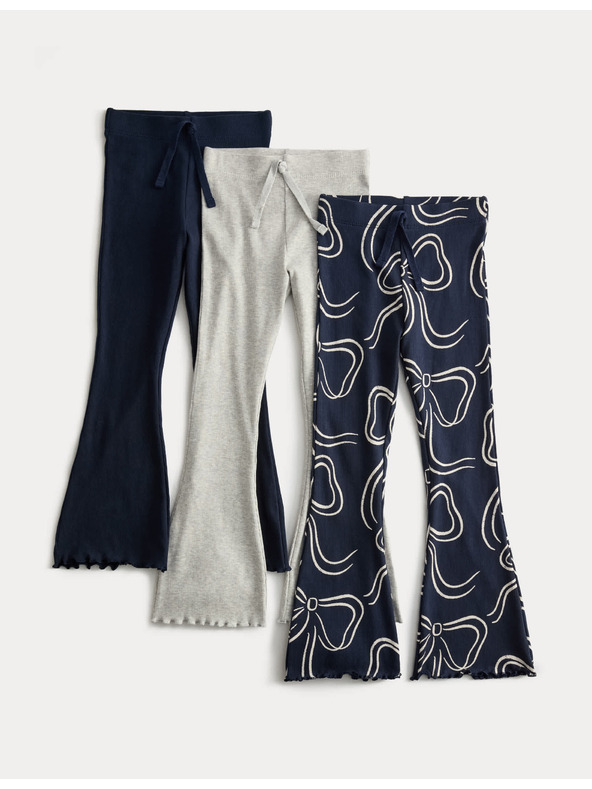 Marks & Spencer Leggings mit hohem Baumwollanteil und weitem Bein (2–8 Jahre), 3er-Pack Marks & Spencer marineblau