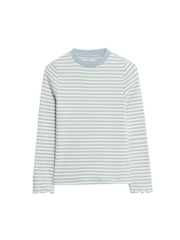 Marks & Spencer Geripptes Top mit hohem Baumwollanteil (2–8 Jahre) Marks & Spencer blau