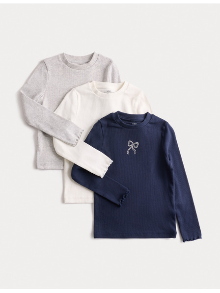 Marks & Spencer Geripptes Top mit hohem Baumwollanteil (2–8 Jahre) Marks & Spencer marineblau