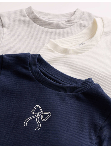 Marks & Spencer Geripptes Top mit hohem Baumwollanteil (2–8 Jahre) Marks & Spencer marineblau