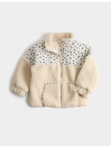 Marks & Spencer Blumenjacke mit Kunstpelz und Patchwork-Motiv (12 Monate – 8 Jahre) Marks & Spencer cremeweiß