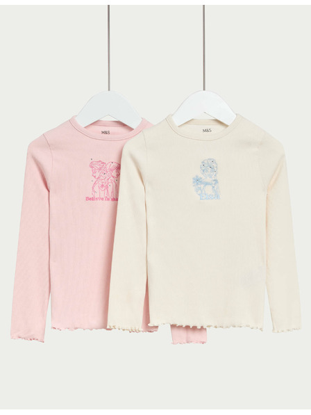 Marks & Spencer 2er-Set Tops mit hohem Baumwollanteil mit Disney Frozen™-Motiv (2–8 Jahre) Marks & Spencer blau