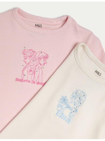 Marks & Spencer 2er-Set Tops mit hohem Baumwollanteil mit Disney Frozen™-Motiv (2–8 Jahre) Marks & Spencer blau