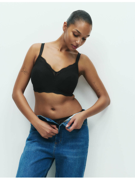 Marks & Spencer Jasmine Bralette ohne Bügel mit Spitzenkante, Gr. F+ Marks & Spencer schwarz