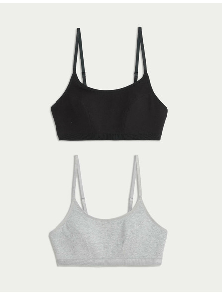 Marks & Spencer Baumwoll-Crop-Tops, Erstlings-Büstenhalter, 2er-Pack Marks & Spencer schwarz