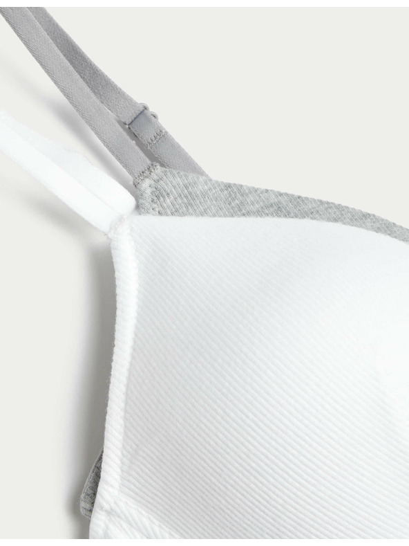 Marks & Spencer 2er-Set gerippte Erstlings-Büstenhalter ohne Bügel, mit hohem Baumwollanteil, Gr. AA-D Marks & Spencer weiß