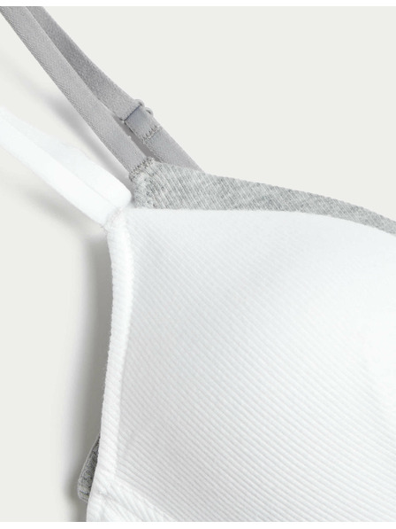 Marks & Spencer 2er-Set gerippte Erstlings-Büstenhalter ohne Bügel, mit hohem Baumwollanteil, Gr. AA-D Marks & Spencer weiß