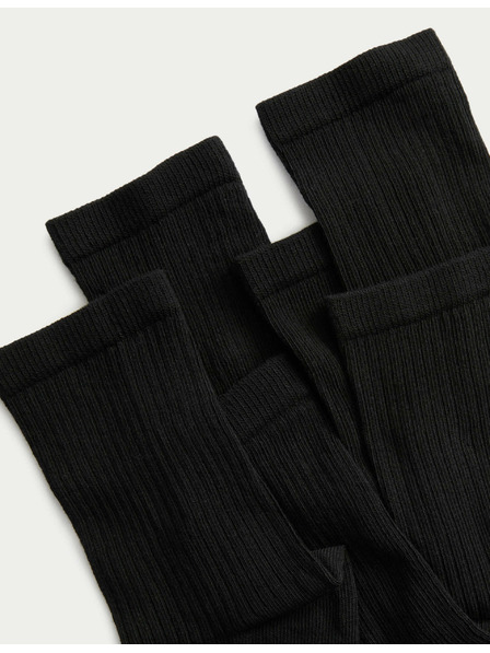 Marks & Spencer Gerippte Knöchelsocken mit hohem Baumwollanteil, 5er-Set Marks & Spencer schwarz