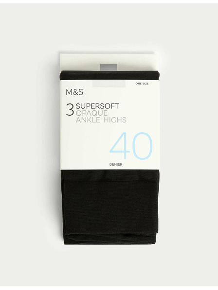 Marks & Spencer Undurchsichtige sehr weiche Knöchelsocken, 40 DEN, 3 Paar Marks & Spencer schwarz
