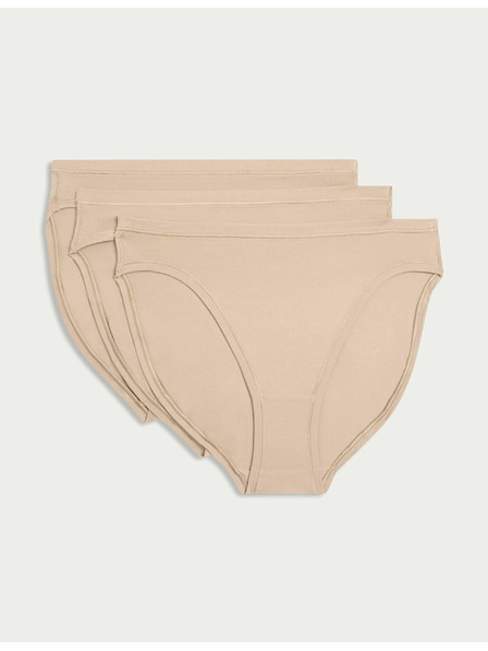 Marks & Spencer Hoch geschnittene Shorts mit Flexifit™-Technologie, hohem Modal-Anteil, 3er-Pack Marks & Spencer beige