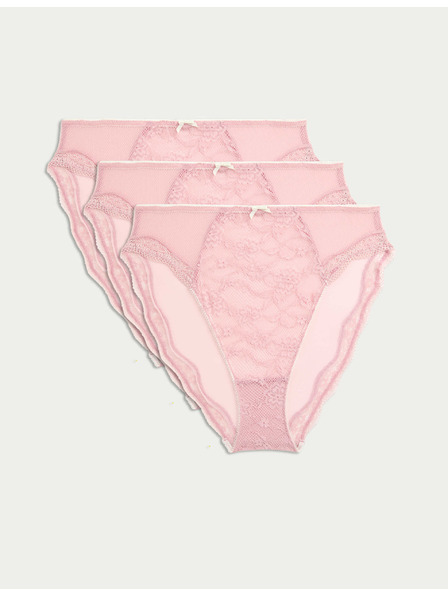 Marks & Spencer Hoch geschnittene Spitzen-Shorts mit hoher Taille Jasmine, 3 Stück Marks & Spencer rosa