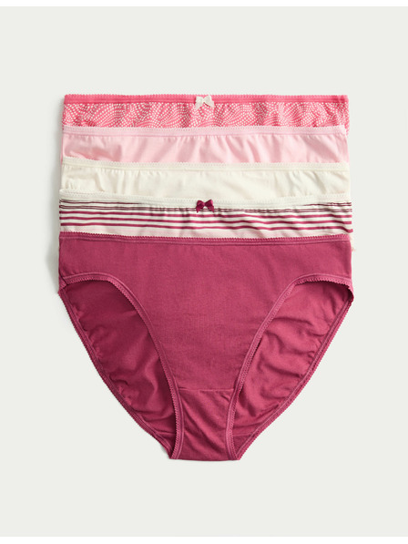Marks & Spencer Hochgeschnittenes Höschen aus Baumwolle und Lycra™, 5 Stück Marks & Spencer rosa