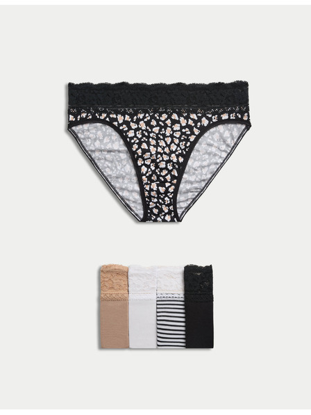 Marks & Spencer Hochgeschnittene Slips mit hohem Baumwollanteil und Print, 5 Stück Marks & Spencer weiß